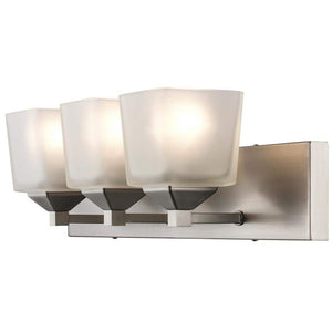 Edwards 24 in. 3 - Light Brushed Nickel Bathroom Vanity Light Fixture with Frosted Glass Shades - Stu's Home Improvement Outlet