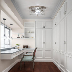 12 in. 2 - Light Brushed Nickel Flush Mount Ceiling Light with Water Rippled Glass Shade - Stu's Home Improvement Outlet