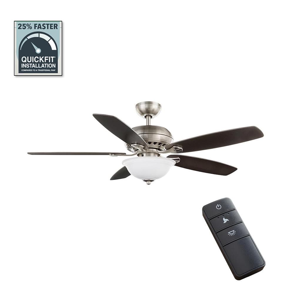 Southwind II 52 in. Indoor LED Brushed Nickel Ceiling Fan with Light Kit, Reversible Blades and Remote Control