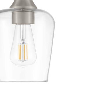 Pavlen 1 - Light Brushed Nickel Contemporary Hanging Mini Pendant with Clear Glass Shade - Stu's Home Improvement Outlet