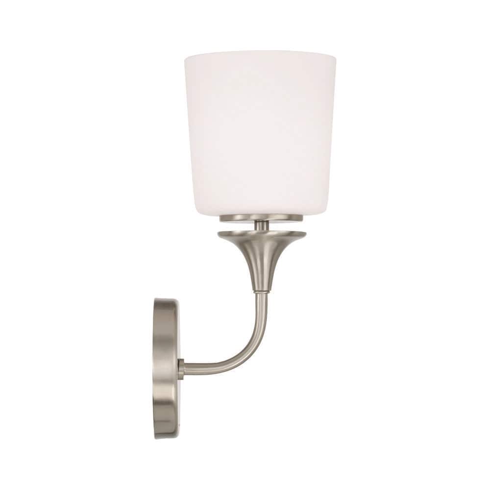 Presley 5.5 in. 1-Light Sconce in Brushed Nickel with Soft White Glass