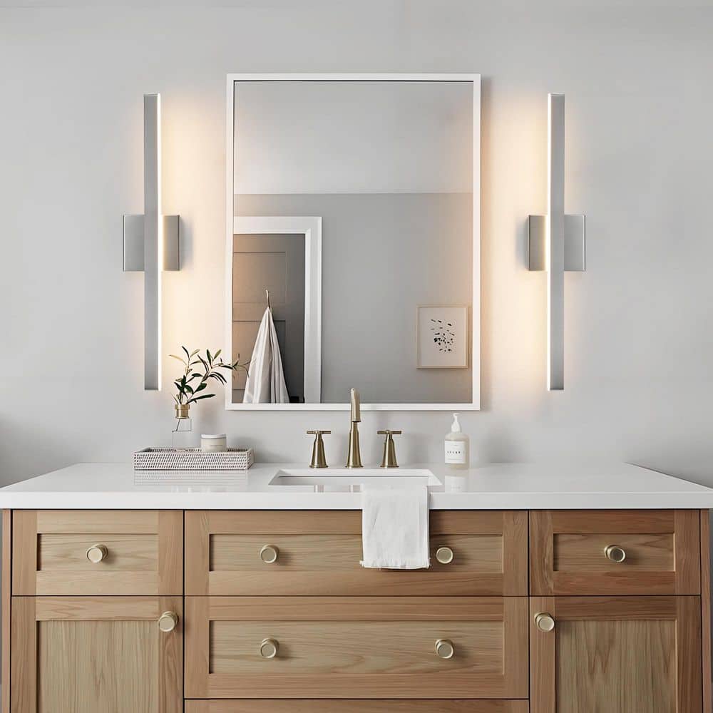 24 in. 1 - Light Modern Light Fixture Brushed Nickel LED Vanity Light Bar With 20W Dimmable 5CCT Wall Sconce For Bathroom - Stu's Home Improvement Outlet