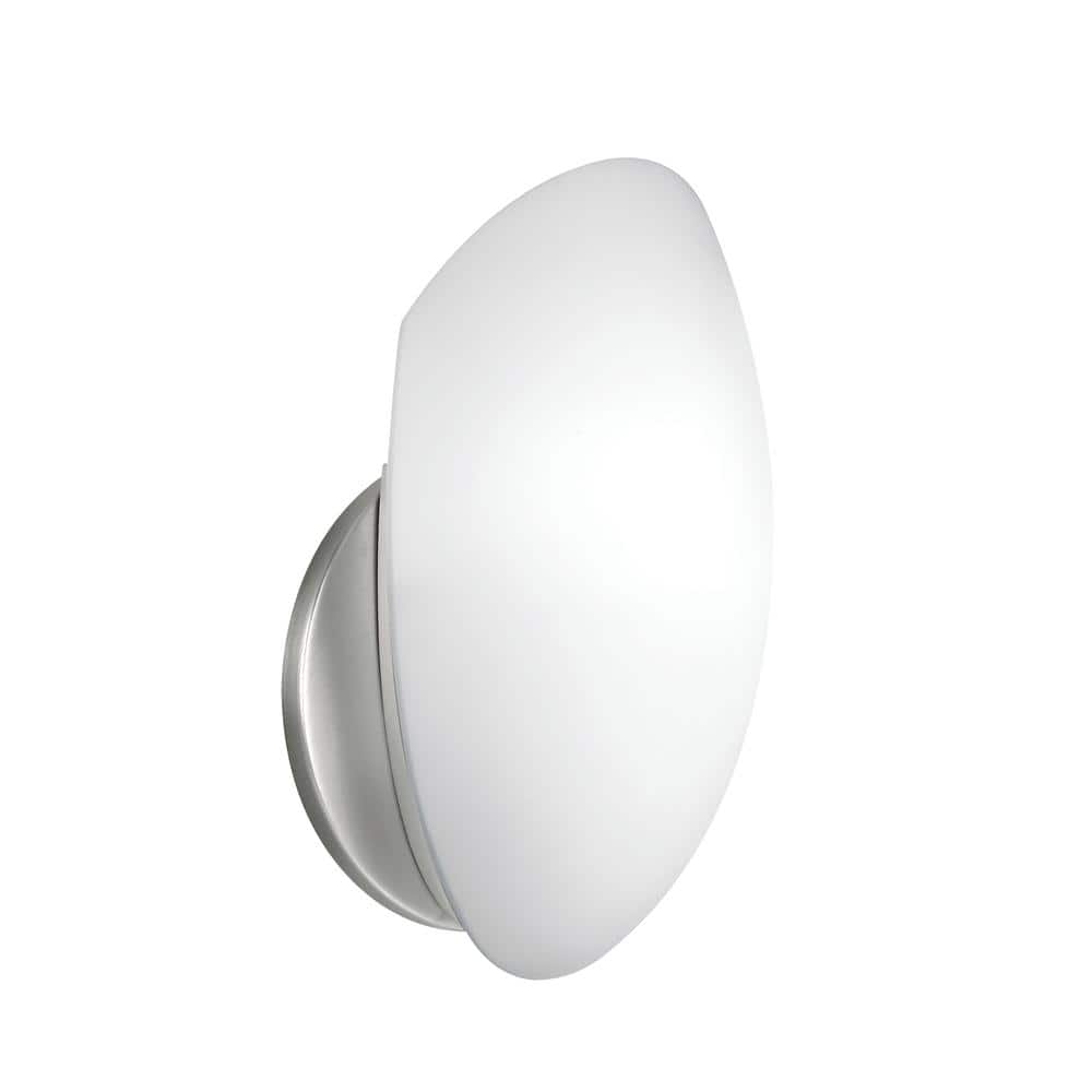 Swiss Passport 1-Light Brushed Nickel Bathroom Indoor Wall Sconce Light with Etched Glass Shade