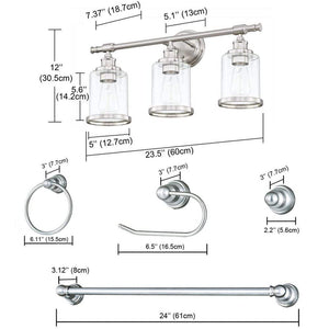 23.5 in. 3 - Light Brushed Nickel Vanity Lights and Bathroom Fixture Combo Set - Stu's Home Improvement Outlet