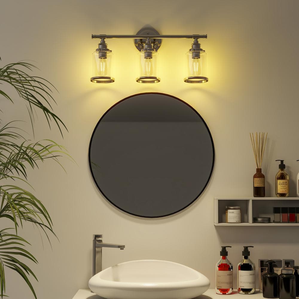 23.5 in. 3 - Light Brushed Nickel Vanity Lights and Bathroom Fixture Combo Set - Stu's Home Improvement Outlet
