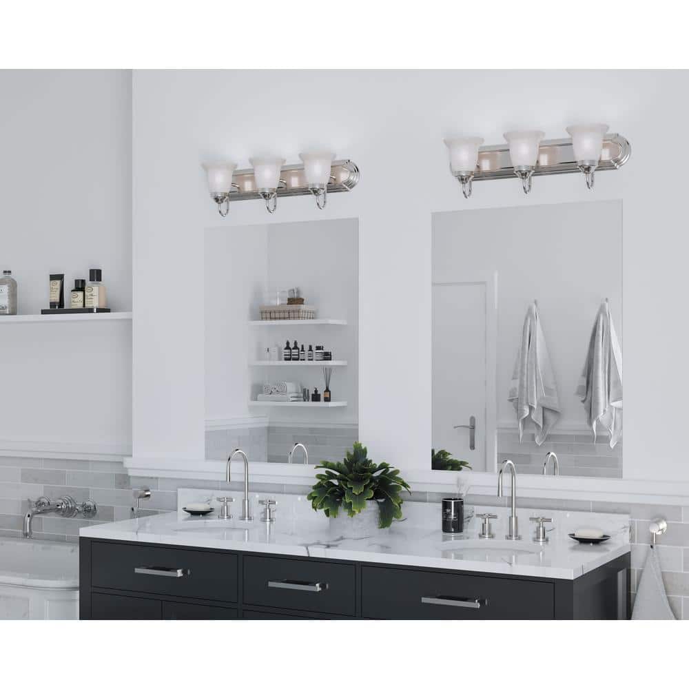 24 in. 3 - Light Brushed Nickel Bathroom Vanity Light with Glass Shades - Stu's Home Improvement Outlet