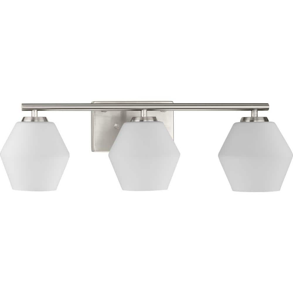 Copeland Collection 24 in. 3 - Light Brushed Nickel Vanity Light with Etched Opal Glass Shades - Stu's Home Improvement Outlet