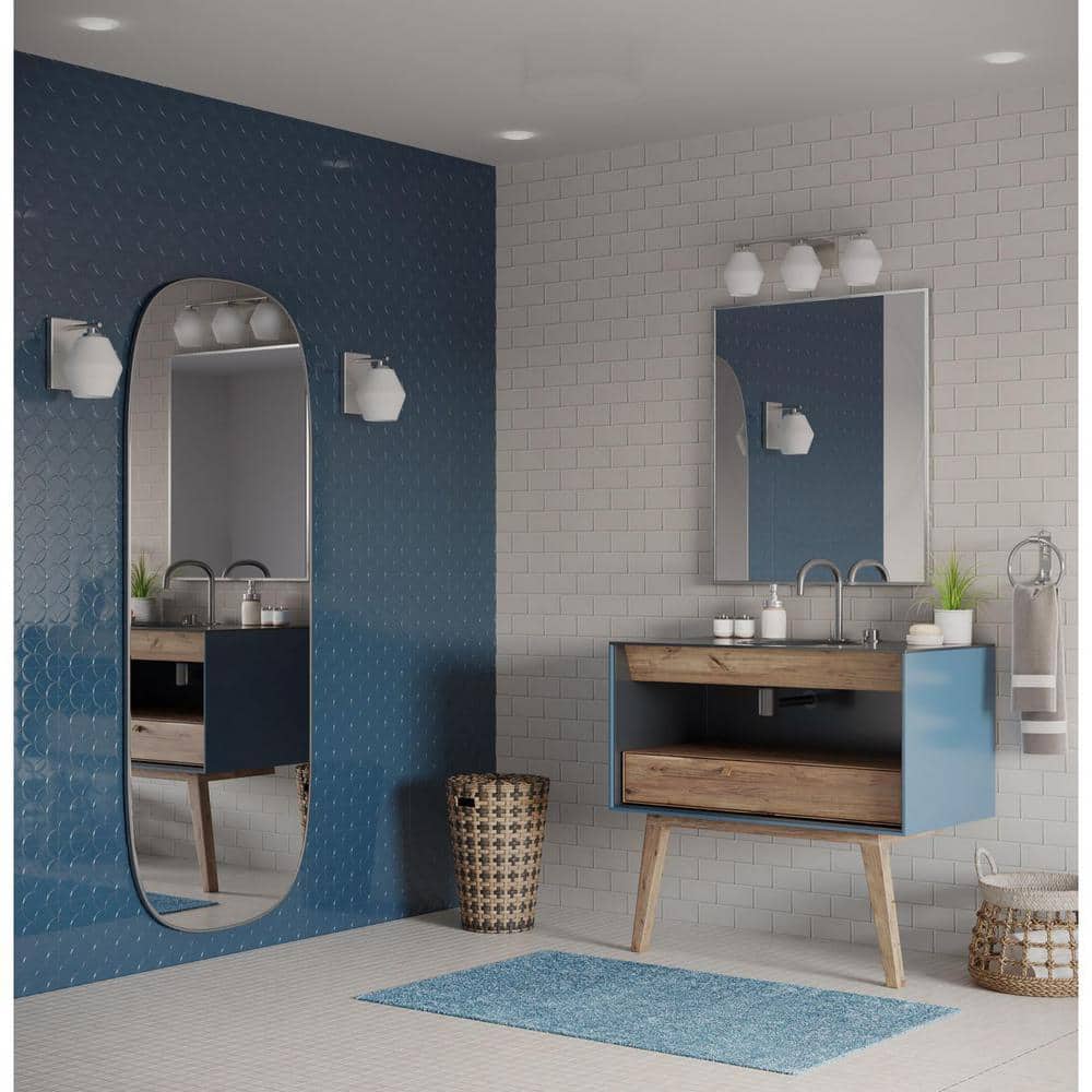 Copeland Collection 24 in. 3 - Light Brushed Nickel Vanity Light with Etched Opal Glass Shades - Stu's Home Improvement Outlet