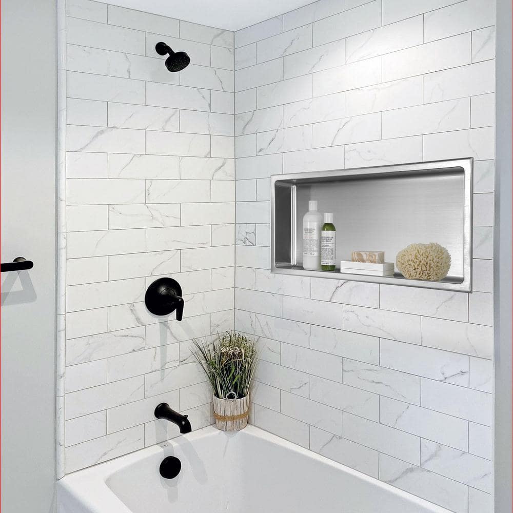 AKDY 24 in. W x 12 in. H x 4 in. D 18 - Gauge Bathroom Shower Wall Niche in Brushed Stainless Steel - Stu's Home Improvement Outlet