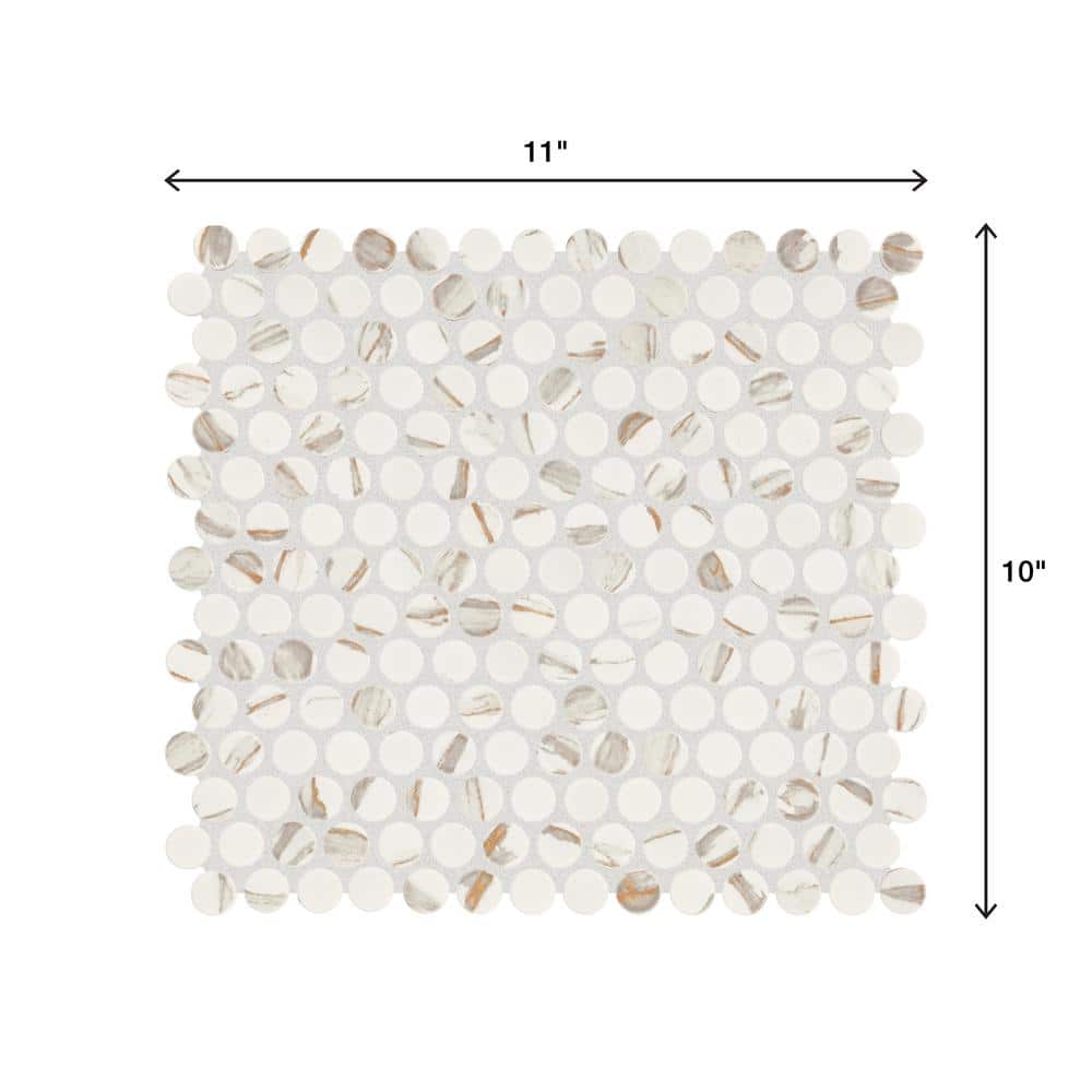 Daltile Restore Calacatta 11 in. x 10 in. Glazed Ceramic Penny Round Mosaic Tile (12.15 sq. ft./Case)