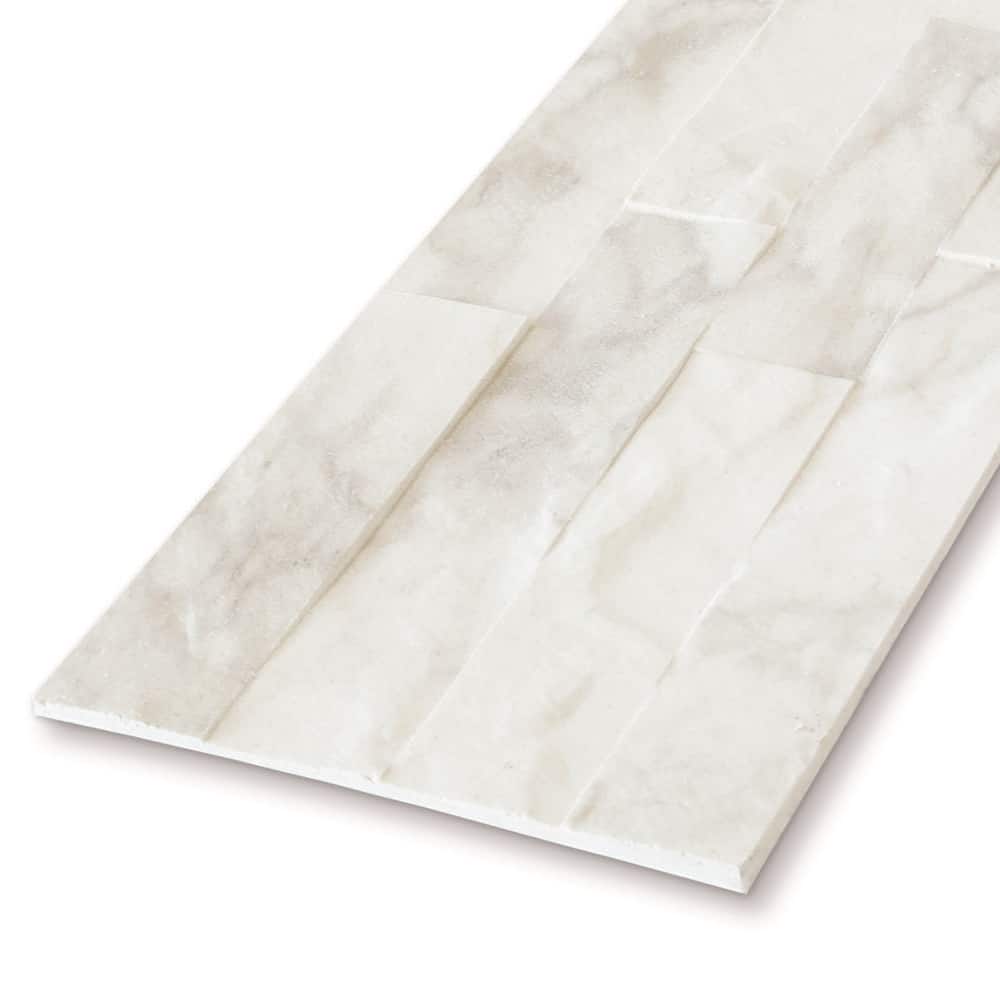 Quartizite Panel 6 in. x 23.6 in. Matte Carrara White Natural Clay Flexible Stone Slate Wall Tile (9.7 sq. ft. /Case) - Stu's Home Improvement Outlet