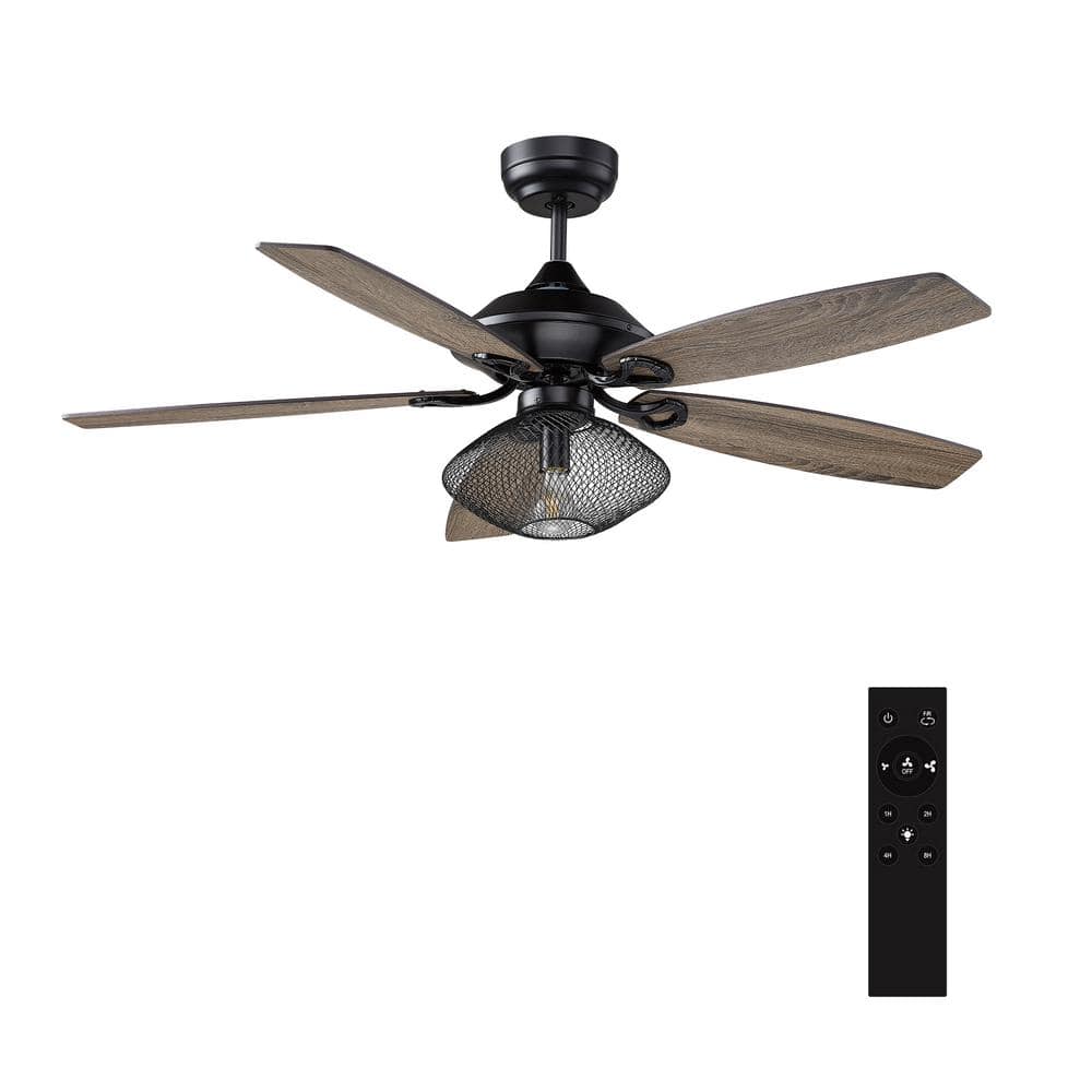 Keller 52 in. LED Indoor Black DC Motor Ceiling Fan with Light Kit and Remote Control Included