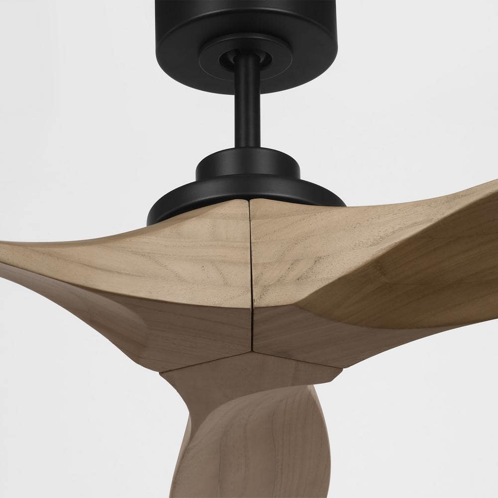 Collins 60 in. Smart Home Indoor/Outdoor Matte Black Ceiling Fan with Natural Honey Blades, DC Motor and Remote - Stu's Home Improvement Outlet