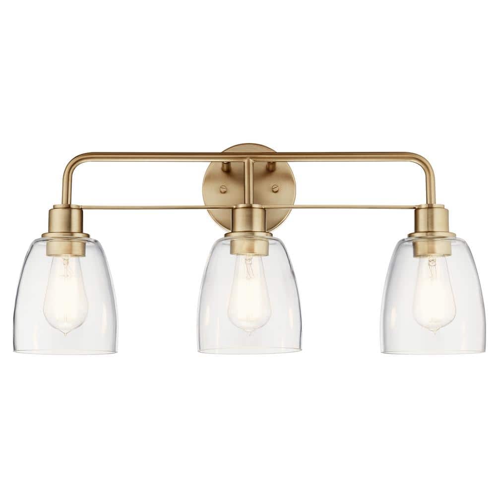 Meller 24.25 in. 3 - Light Champagne Bronze Vintage Bathroom Vanity Light with Clear Glass - Stu's Home Improvement Outlet