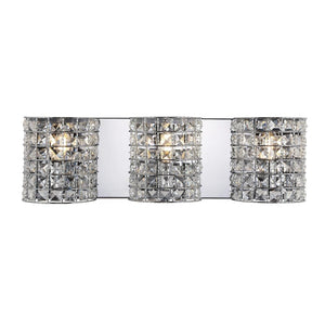 Clara Deco 24 in. 3 - Light Metal/Crystal Classic Glam LED Vanity Light, Chrome - Stu's Home Improvement Outlet