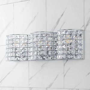 Clara Deco 24 in. 3 - Light Metal/Crystal Classic Glam LED Vanity Light, Chrome - Stu's Home Improvement Outlet