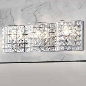 Clara Deco 24 in. 3 - Light Metal/Crystal Classic Glam LED Vanity Light, Chrome - Stu's Home Improvement Outlet