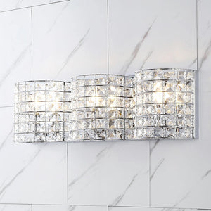 Clara Deco 24 in. 3 - Light Metal/Crystal Classic Glam LED Vanity Light, Chrome - Stu's Home Improvement Outlet