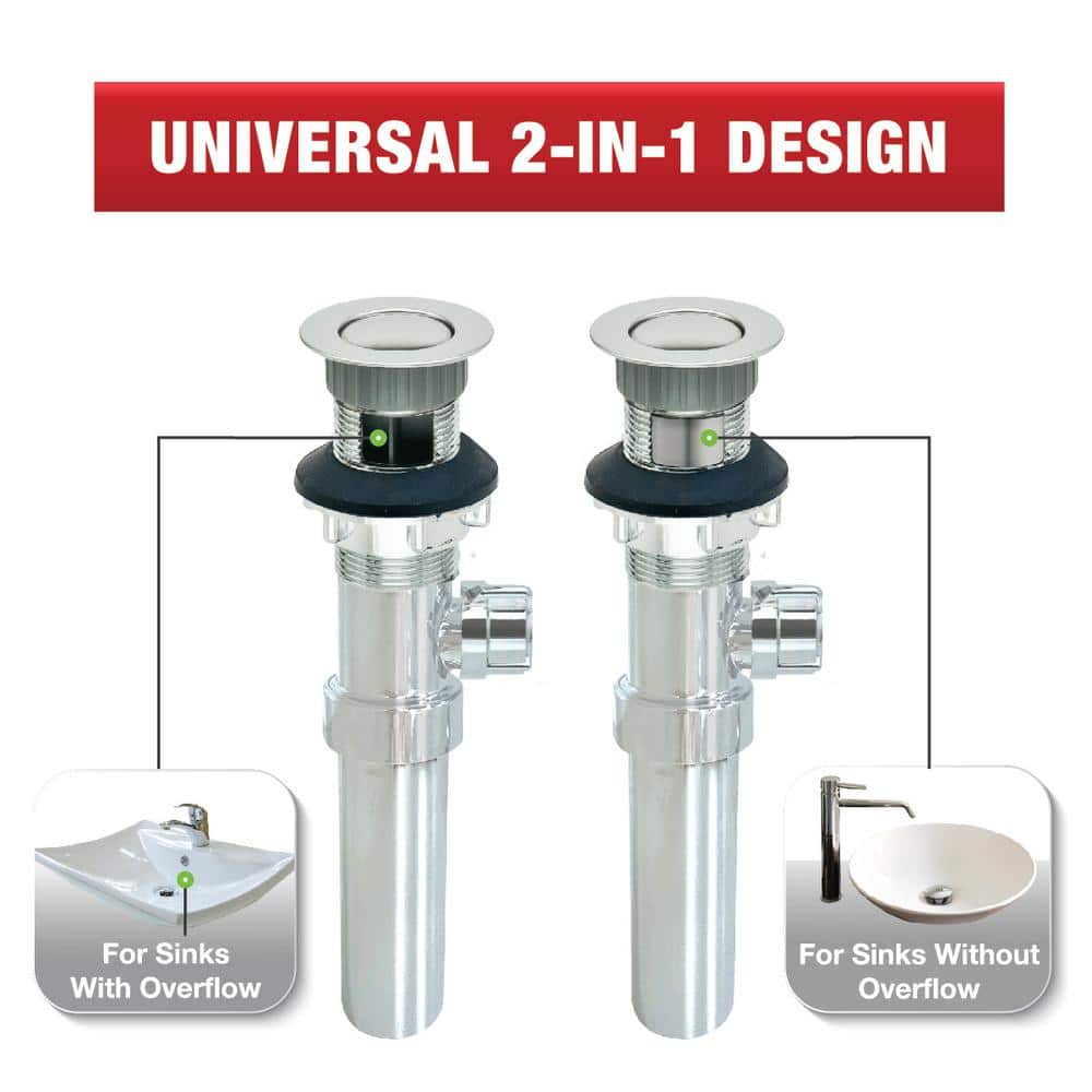 2 in 1 - Easy Pop - Up Plastic Pop - Up Drain, Chrome - Stu's Home Improvement Outlet