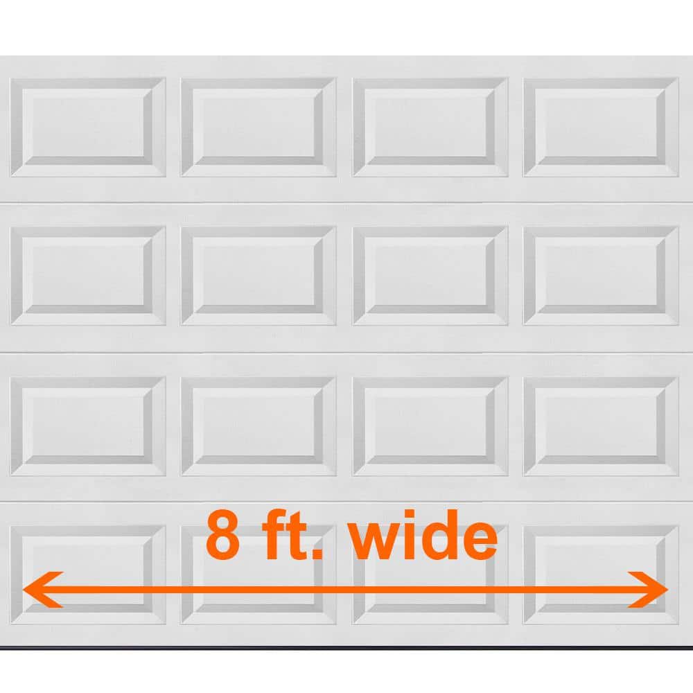 Classic Steel Short Panel 8 ft x 7 ft Non-Insulated White Garage Door without Windows