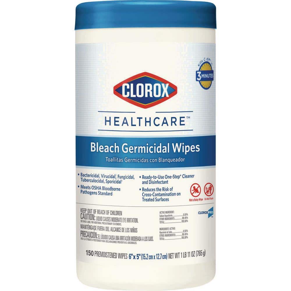 6 in. x 5 in. Unscented Bleach Germicidal Disinfecting Wipes, Canister (150 - Count) - Stu's Home Improvement Outlet