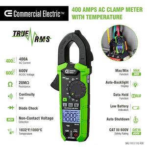 400 Amp AC True RMS Digital Clamp Meter with Temperature - Stu's Home Improvement Outlet