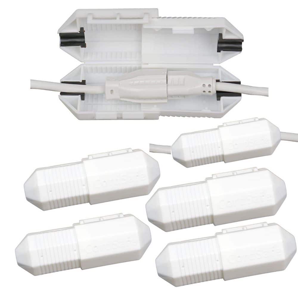 Extension Cord Safety Cover, Plug Protector for Lights, Power Tools, Weather Resistant, Indoor/Outdoor, White 4PK - Stu's Home Improvement Outlet