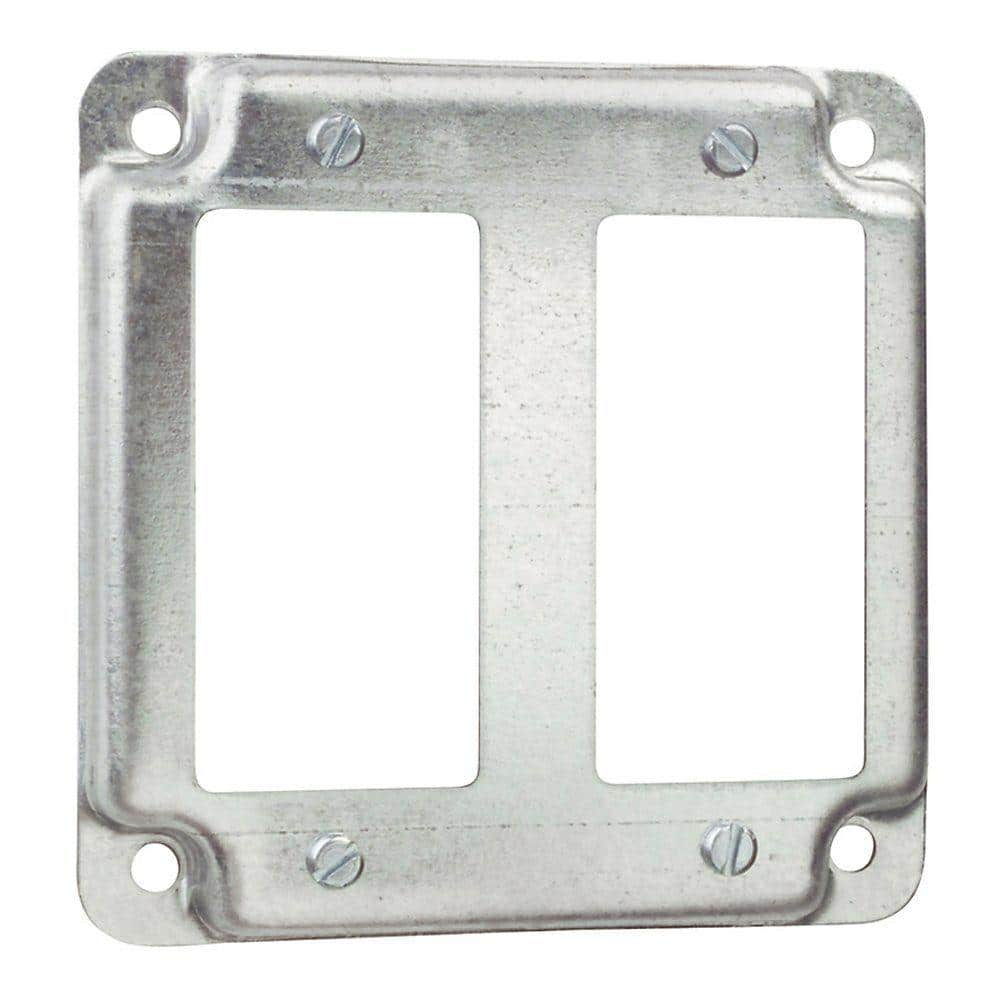 4 in. Square Steel Metallic Box Cover for 2 GFCI Receptacles (RS17 - 10R) - Stu's Home Improvement Outlet