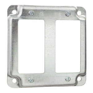 4 in. Square Steel Metallic Box Cover for 2 GFCI Receptacles (RS17 - 10R) - Stu's Home Improvement Outlet