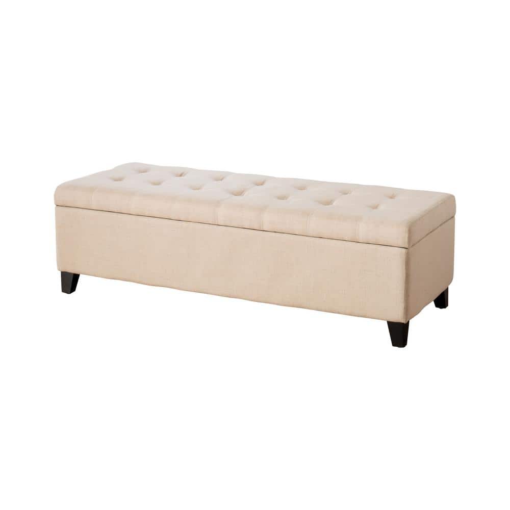 Mission Dark Beige Storage Ottoman Bench - Stu's Home Improvement Outlet
