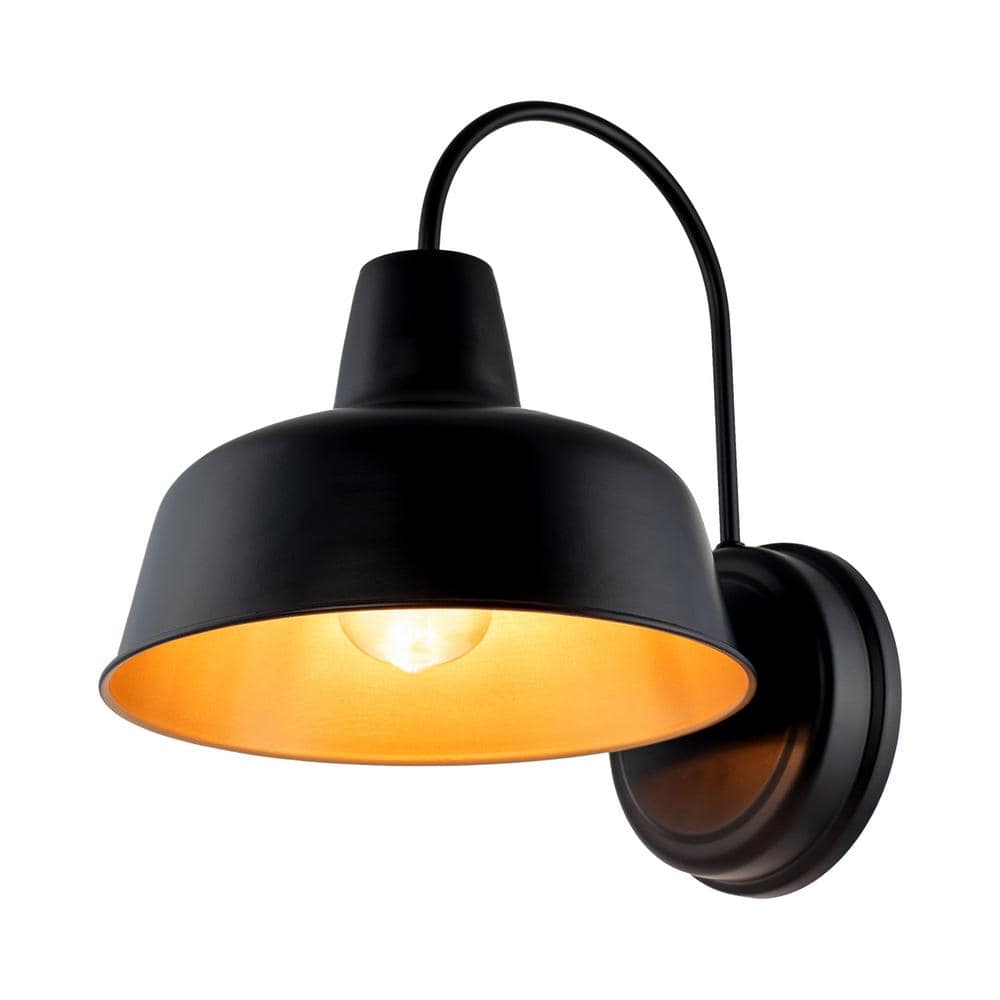 11 in. H 1 - Light Dark Bronze with Gold - Painting Inside Outdoor Hardwired Barn Sconce - Stu's Home Improvement Outlet