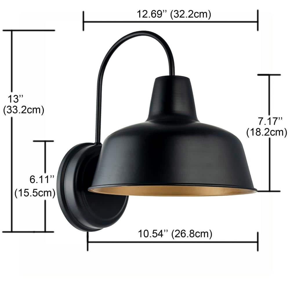 11 in. H 1 - Light Dark Bronze with Gold - Painting Inside Outdoor Hardwired Barn Sconce - Stu's Home Improvement Outlet