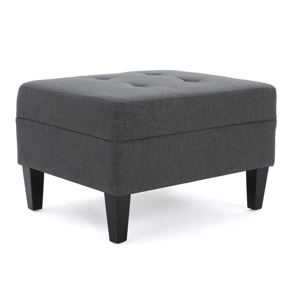 Zahra Dark Grey Tufted Fabric Ottoman - Stu's Home Improvement Outlet