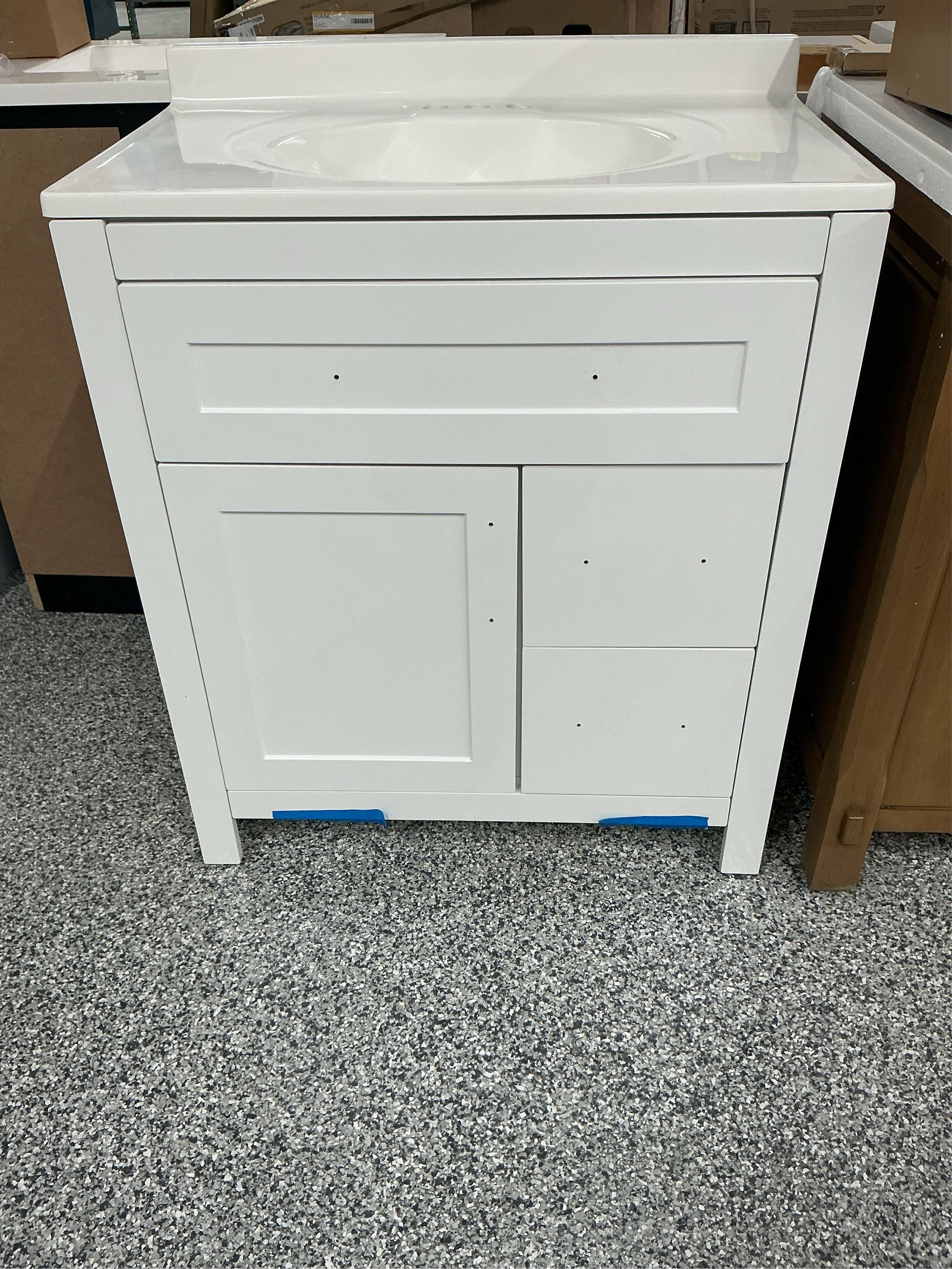 Home Decorators Collection Clady 31 in. W x 19 in. D x 35 in. H Single Sink  Bath Vanity in White with Cultured Marble Top