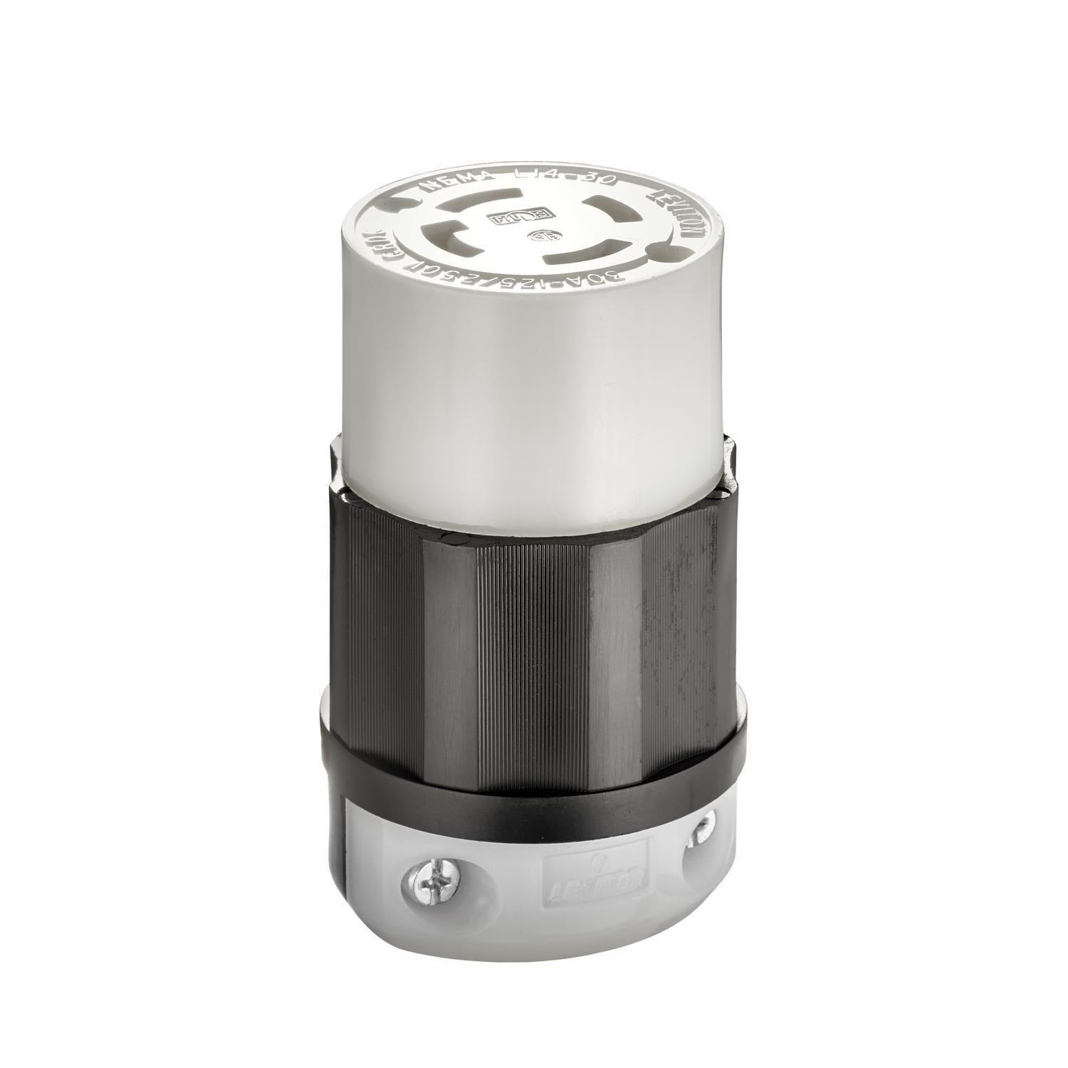 Leviton Commercial Nylon Curved Blade/Ground Locking Connector L14 - 30R 3 Pole 4 Wire - Stu's Home Improvement Outlet
