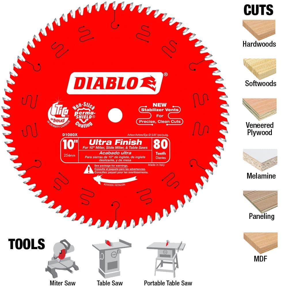 10 in. x 80 - Tooth Ultra Finish Circular Saw Blade - Stu's Home Improvement Outlet