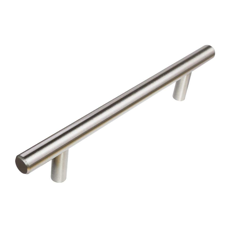 5 in. (127 mm) Center-to-Center Satin Nickel Modern Straight Euro Style Bar Cabinet Pull