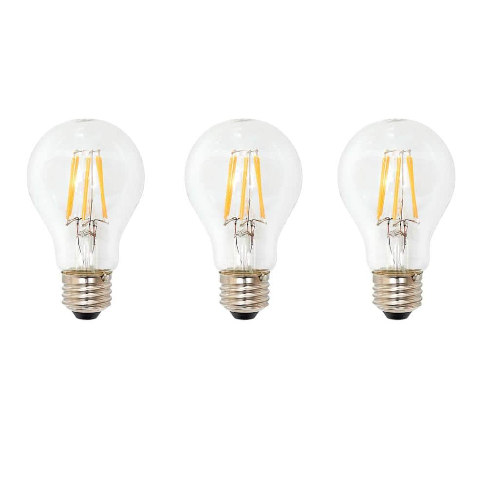 40-Watt Equivalent A19 Dimmable Clear Filament Vintage Style LED Light Bulb Soft White (3-Pack)