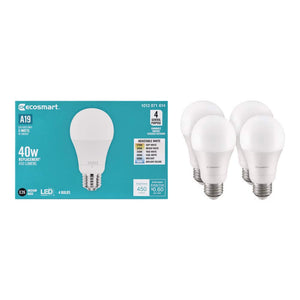 40 - Watt Equivalent A19 Dimmable LED Light Bulb with Selectable Color Temperature (4 - Pack) - Stu's Home Improvement Outlet