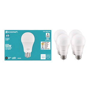60 - Watt Equivalent A19 Dimmable LED Light Bulb with Selectable Color Temperature (4 - Pack) - Stu's Home Improvement Outlet