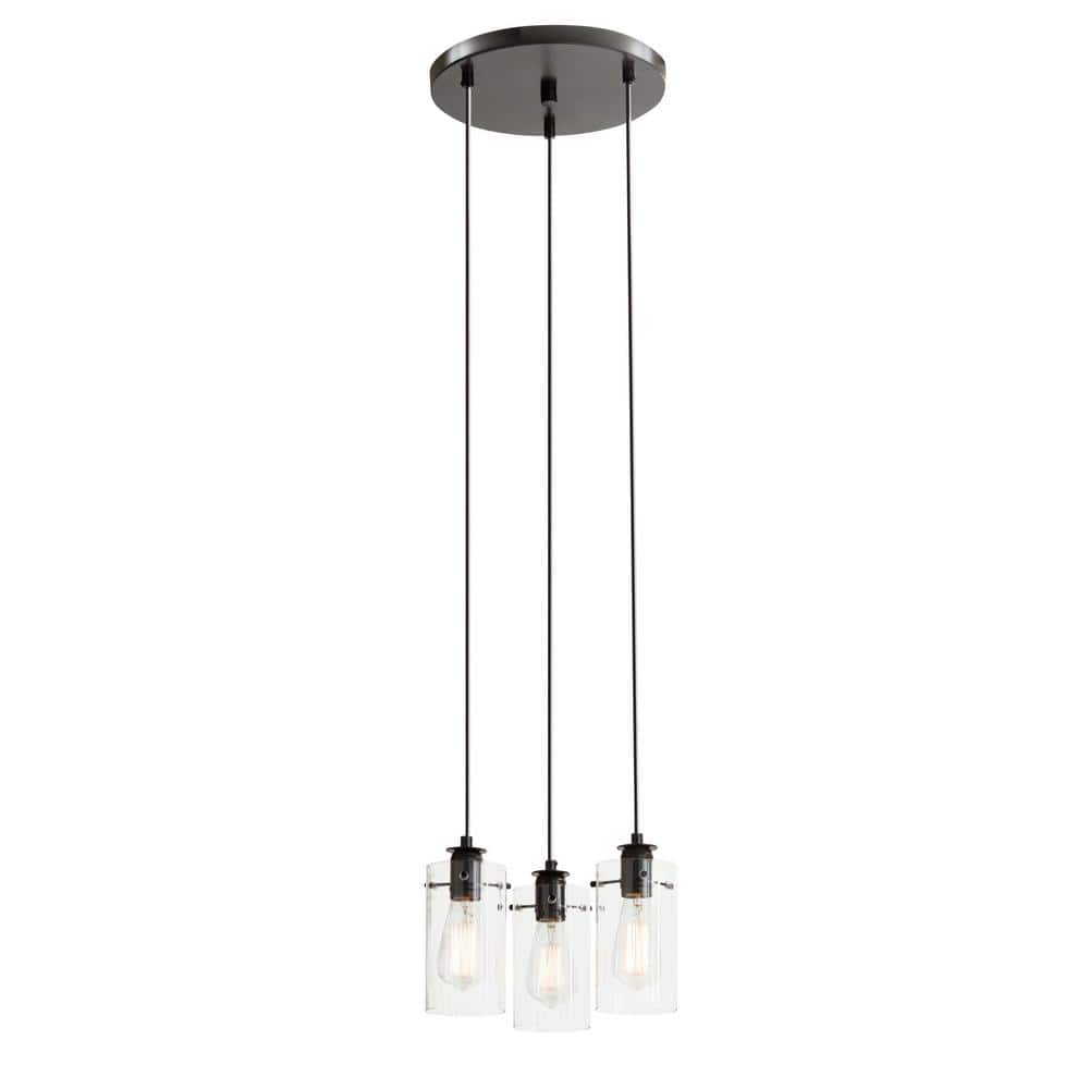 Regan 3 - Light Espresso Pendant Hanging Light with Clear Glass Shades, Industrial Kitchen Pendant Lighting - Stu's Home Improvement Outlet