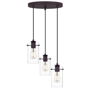 Regan 3 - Light Espresso Pendant Hanging Light with Clear Glass Shades, Industrial Kitchen Pendant Lighting - Stu's Home Improvement Outlet