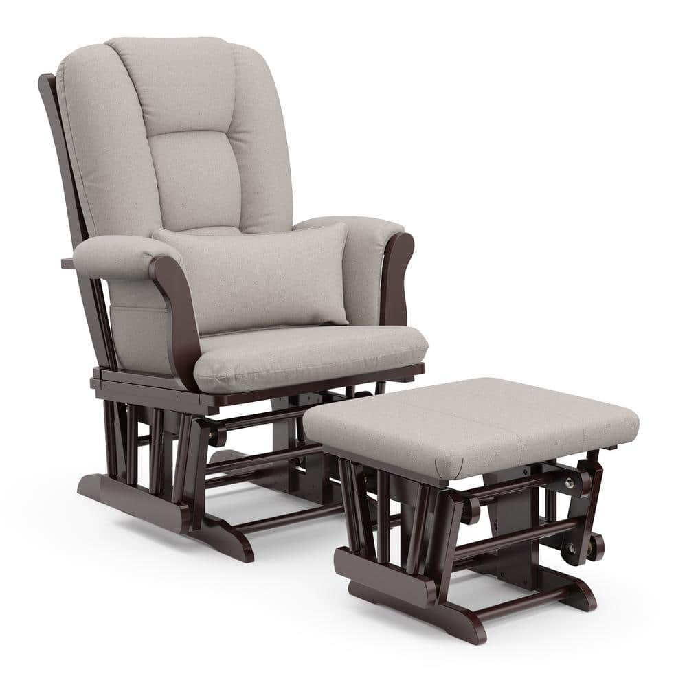 Tuscany Espresso Glider and Ottoman Set with Taupe Swirl Cushion - Stu's Home Improvement Outlet