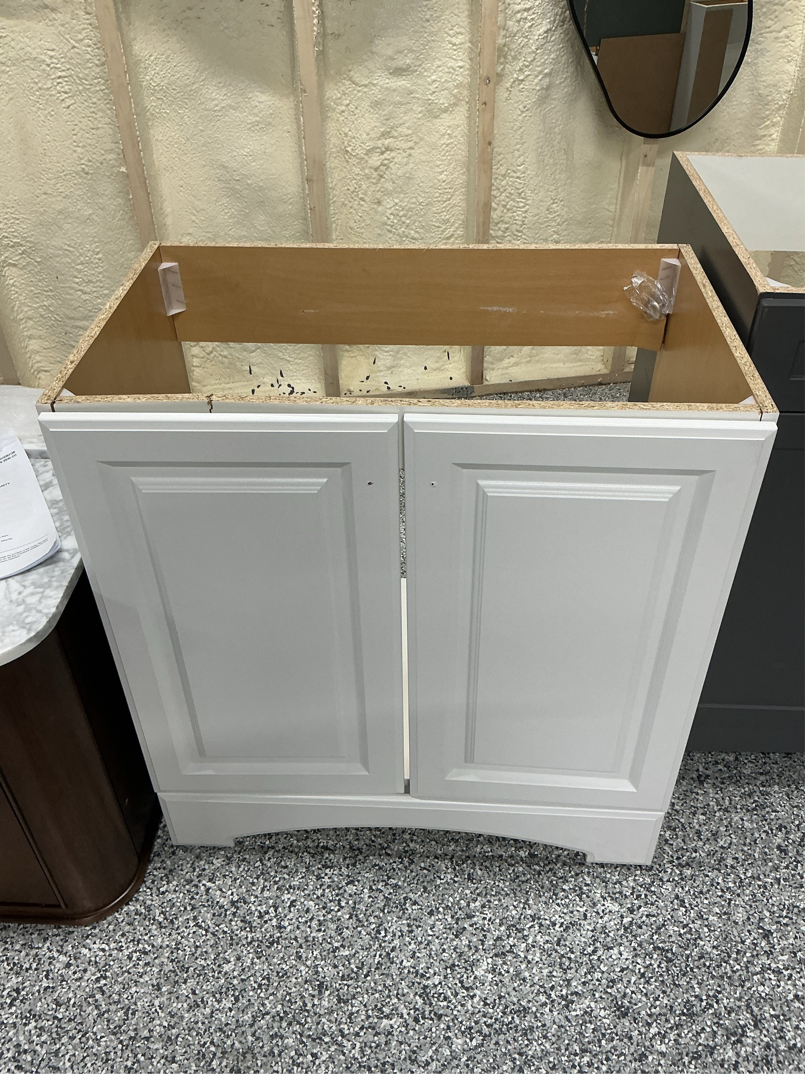 White 2 Door 31 in Bath Vanity No Top Discounted