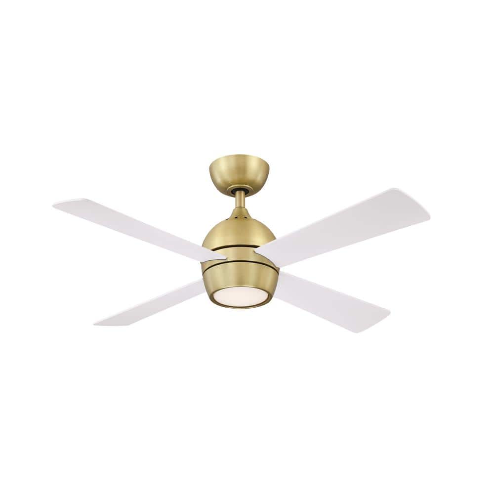 Kwad 44 in. Integrated LED Brushed Satin Ceiling Fan with Opal Frosted Glass Light Kit and Remote Control - Stu's Home Improvement Outlet
