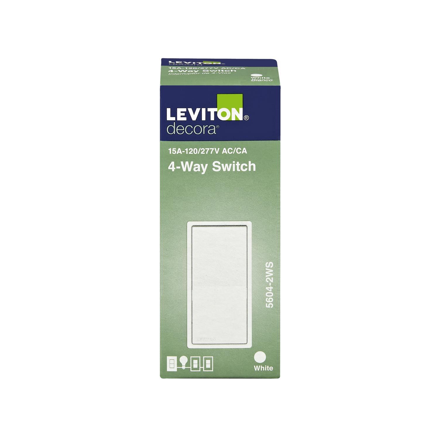 Leviton Decora 15 amps Four Pole 4 - Way / Rocker Switch White 1 pk - Stu's Home Improvement Outlet