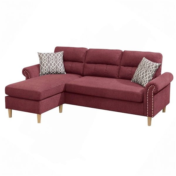Sectional Sofa, Velvet Reversible Sectional Sofa In Paprika Red - Stu's Home Improvement Outlet