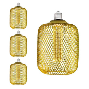 25 - Watt Equivalent Dim Vintage Specialty LED Light Bulb Mesh Cage Straight Filament Matte Gold Soft White 2700K (4 - Pack) - Stu's Home Improvement Outlet