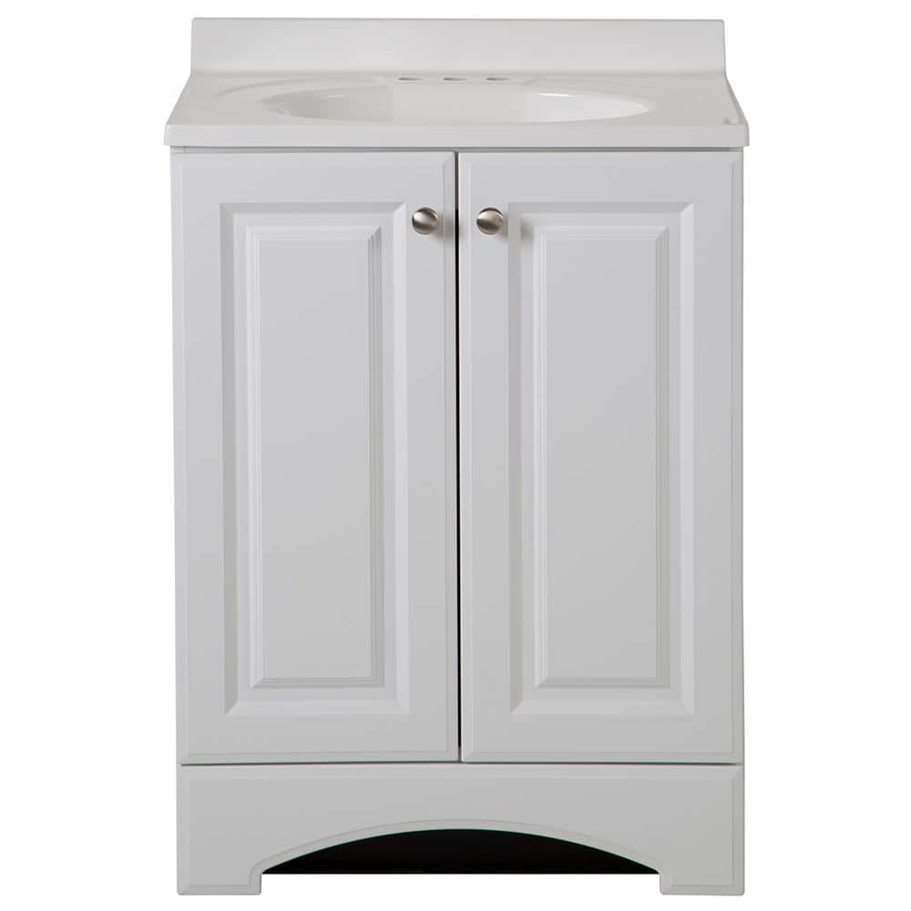 24.50 in. W Bath Vanity in White with Cultured Marble Vanity Top in White with White Basin - Stu's Home Improvement Outlet