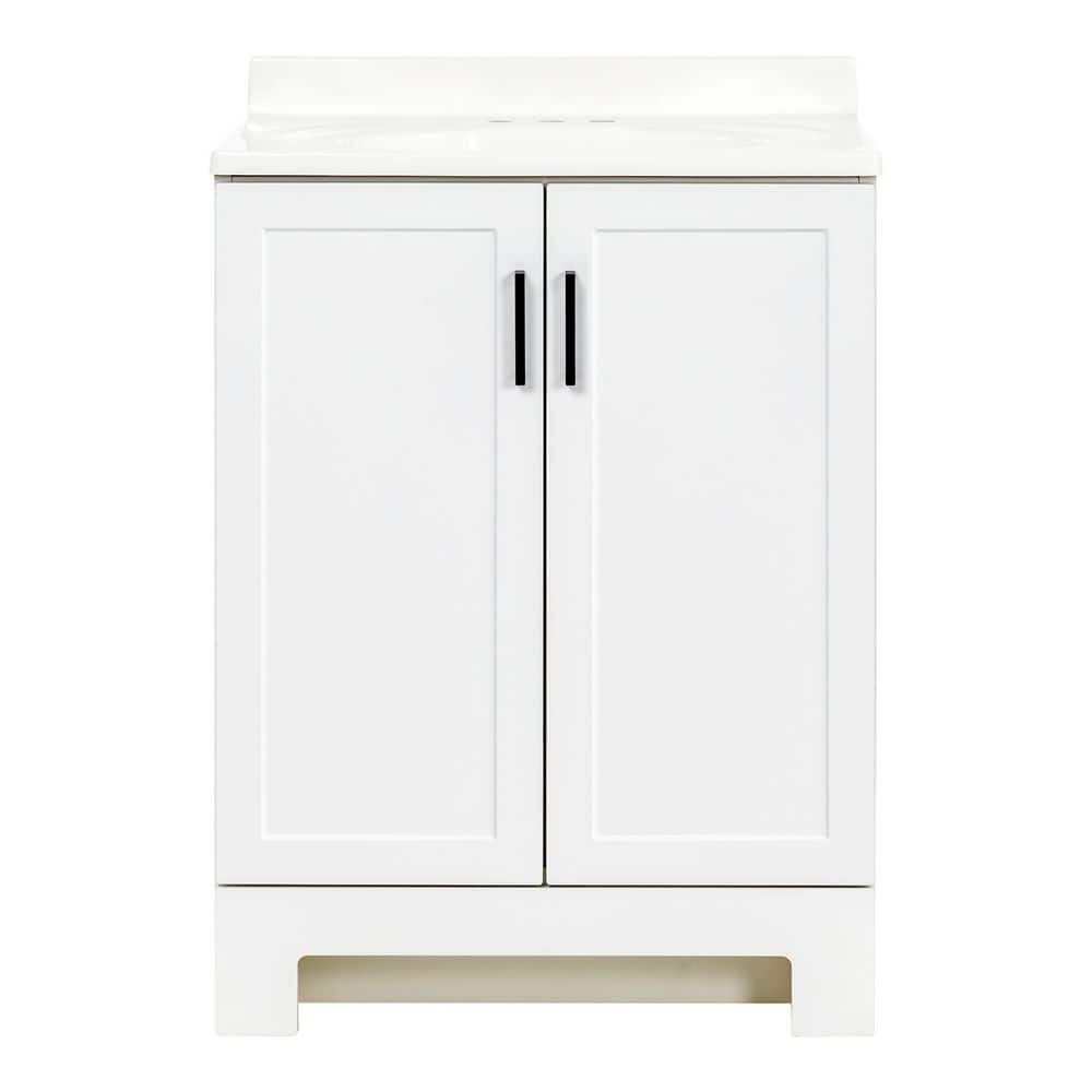 Oakley 25 in. Single Sink White Bath Vanity with White Cultured Marble Top (Assembled)